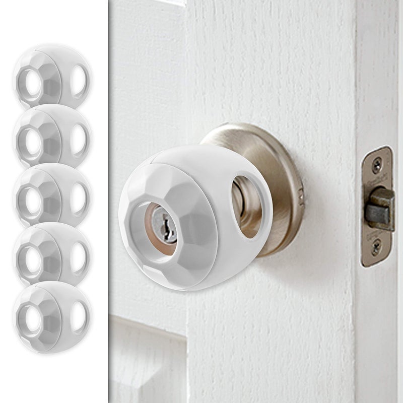 Driddle Door Knob Safety Cover for Kids - 5 Pack - Baby Proof Door Knob Covers - Door Locks for Kids Safety Child Proof - White - Image 1