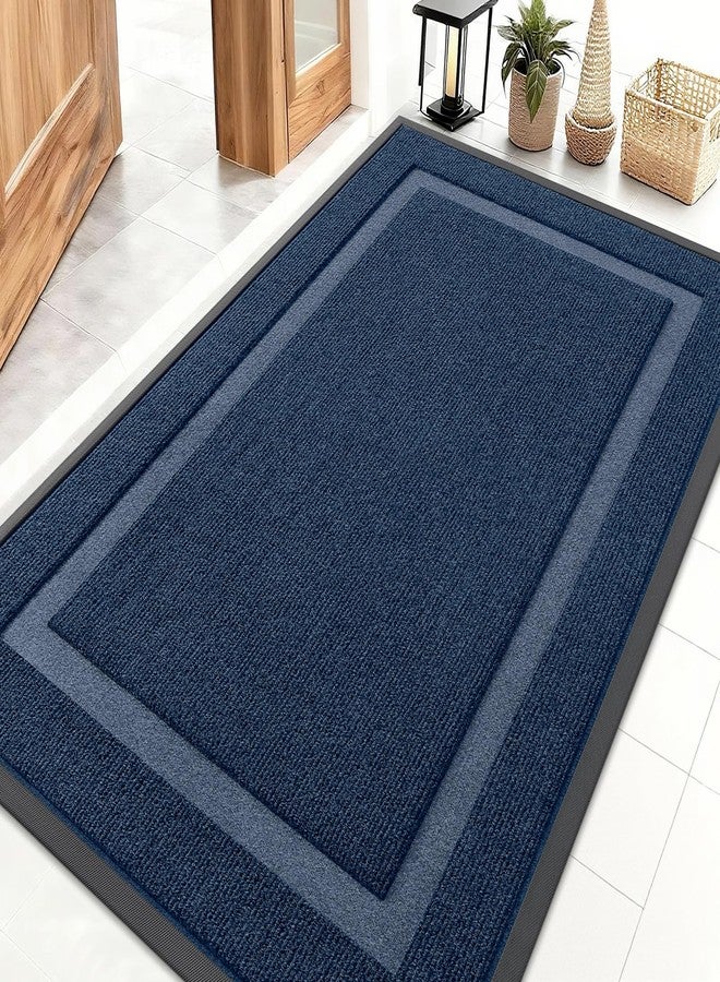 OLANLY Front Door Mat Indoor Outdoor Entrance, Waterproof All-Season, All-Weather Doormat, Sturdy Natural Rubber, Fade Resistant, Low Profile, Easy Clean Patio Porch Entryway Mat, 47x30, Blue - Image 1