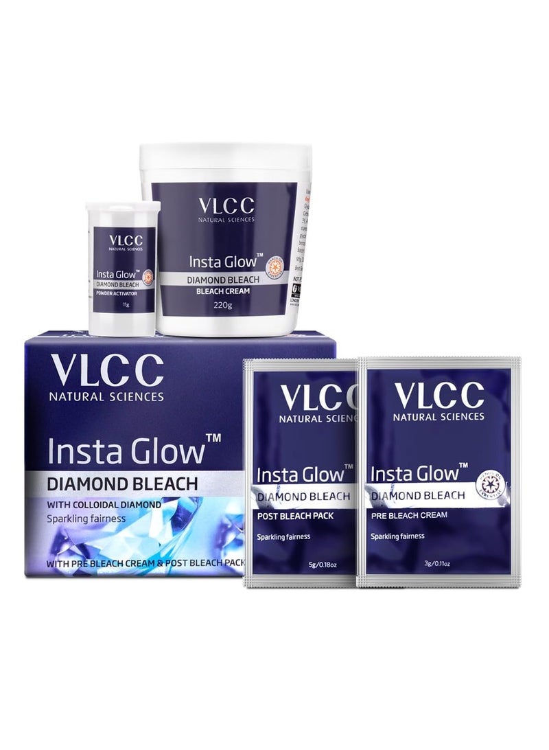 VLCC Insta Glow Diamond Bleach - 402g | With Diamond Powder For Sparkling Fairness | Skin Brightening Bleach | Minimizes Dark Spots, Reduces Facial Hair Visibility. - Image 2