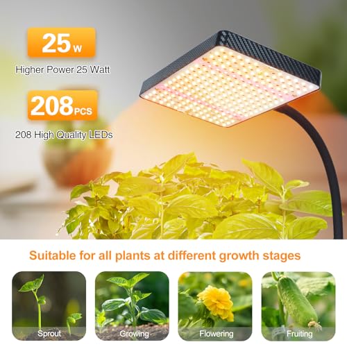 FECiDA Sunlight Plant Grow Light with Tripod Stand, 25 Watt Grow Lights for Indoor Plants, Seed Starting, Daisy Chain Function, Plug and Play, 24"-64" Height Adjustable - Image 3