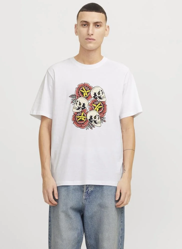 JACK & JONES Joranatomy Skull Print Crew Neck T-Shirt