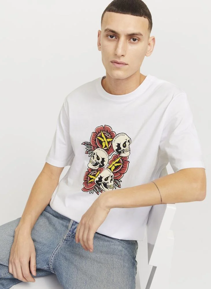 JACK & JONES Joranatomy Skull Print Crew Neck T-Shirt