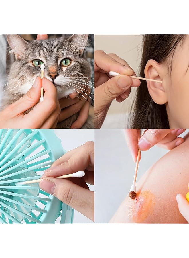 Duomama 800Pcs Multipurpose Wooden Double Headed Cotton Swabs Suitable For Makeup Cleaning Pet Care - Image 2