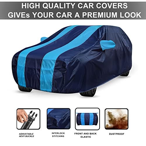 Auto Hub Car Cover Compatible with Maruti S-Presso with Mirror Pocket, Water Resistant, Triple Stitched, S-Presso Car Cover, Navy-Blue - Image 2