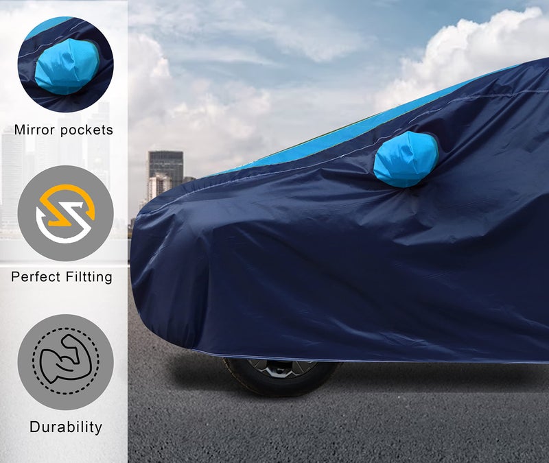 Auto Hub Car Cover Compatible with Maruti S-Presso with Mirror Pocket, Water Resistant, Triple Stitched, S-Presso Car Cover, Navy-Blue - Image 3