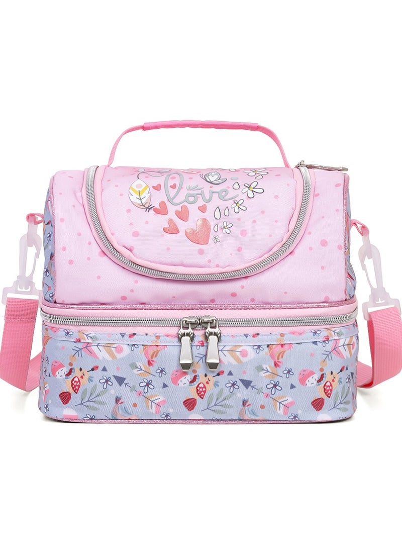Eazy Kids - Eazy Kids Dual Compartment Lunch Bag Love - Pink - Image 1