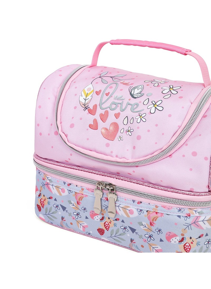 Eazy Kids - Eazy Kids Dual Compartment Lunch Bag Love - Pink - Image 1