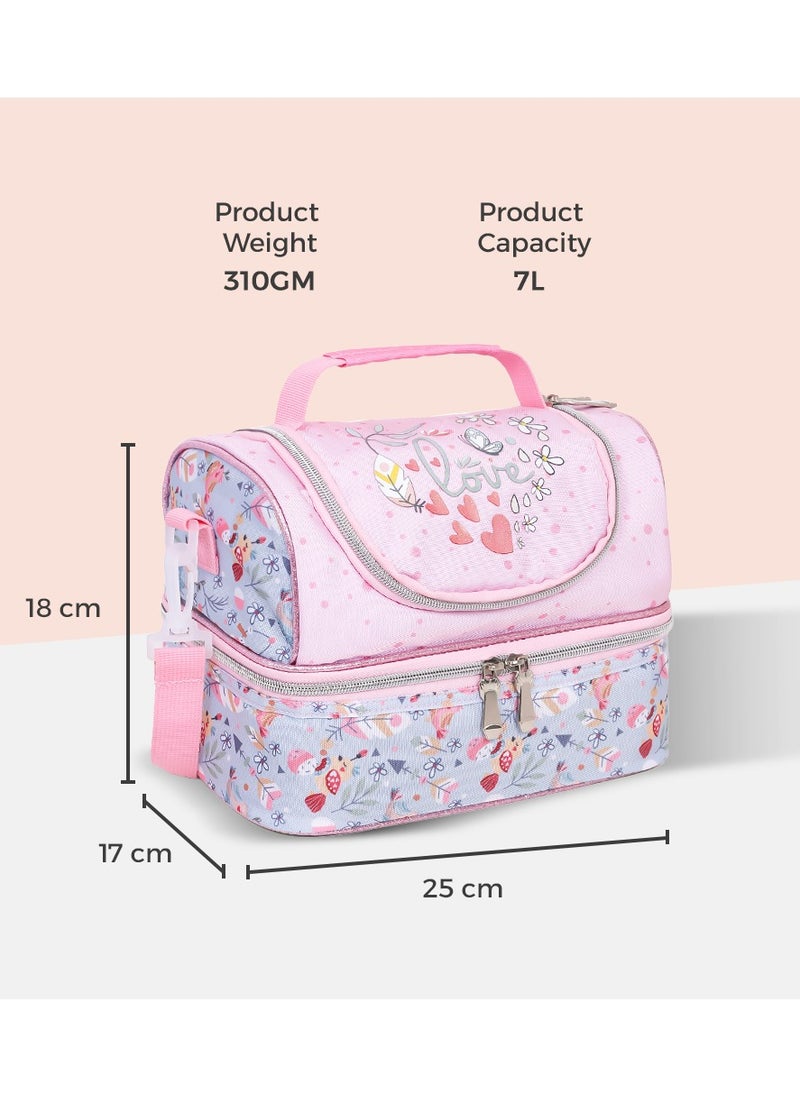 Eazy Kids - Eazy Kids Dual Compartment Lunch Bag Love - Pink - Image 1