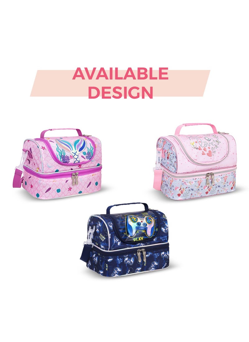 Eazy Kids - Eazy Kids Dual Compartment Lunch Bag Love - Pink - Image 1