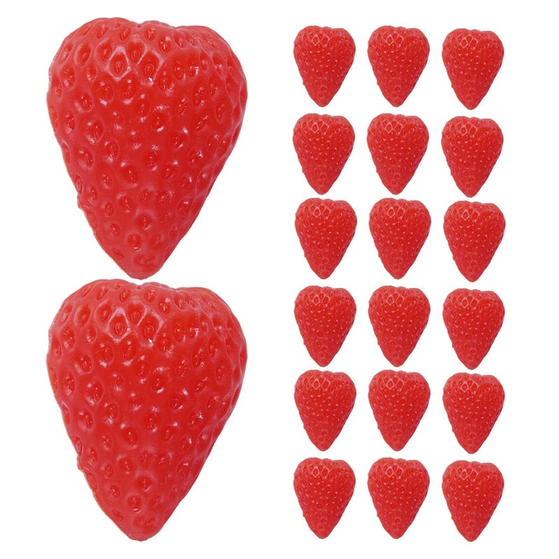 20 Pieces Artificial Strawberry Slices Half Cut Red Plastic Fruit Decorations For Party Photography Props Table Centerpieces - Image 2