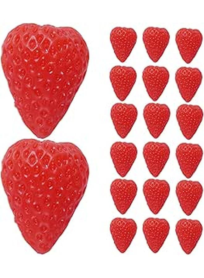 20 Pieces Artificial Strawberry Slices Half Cut Red Plastic Fruit Decorations For Party Photography Props Table Centerpieces - Image 1