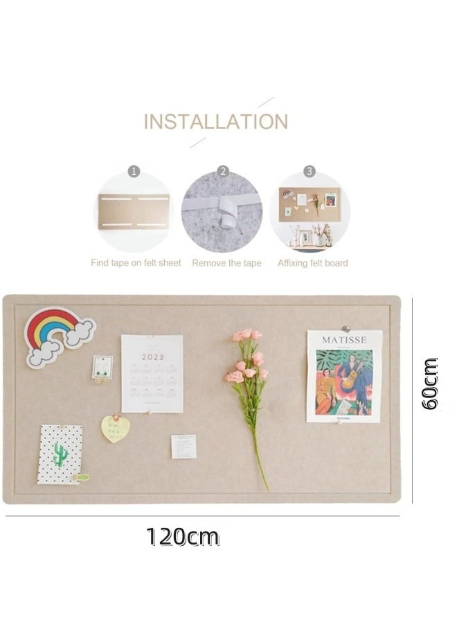 GGEROU - Foldable Large Felt Bulletin Board, Folding Cork Board Alternative, Decorative Picture Framed Display Board with 20 Rose Pins, Camel 60*120cm - Image 1