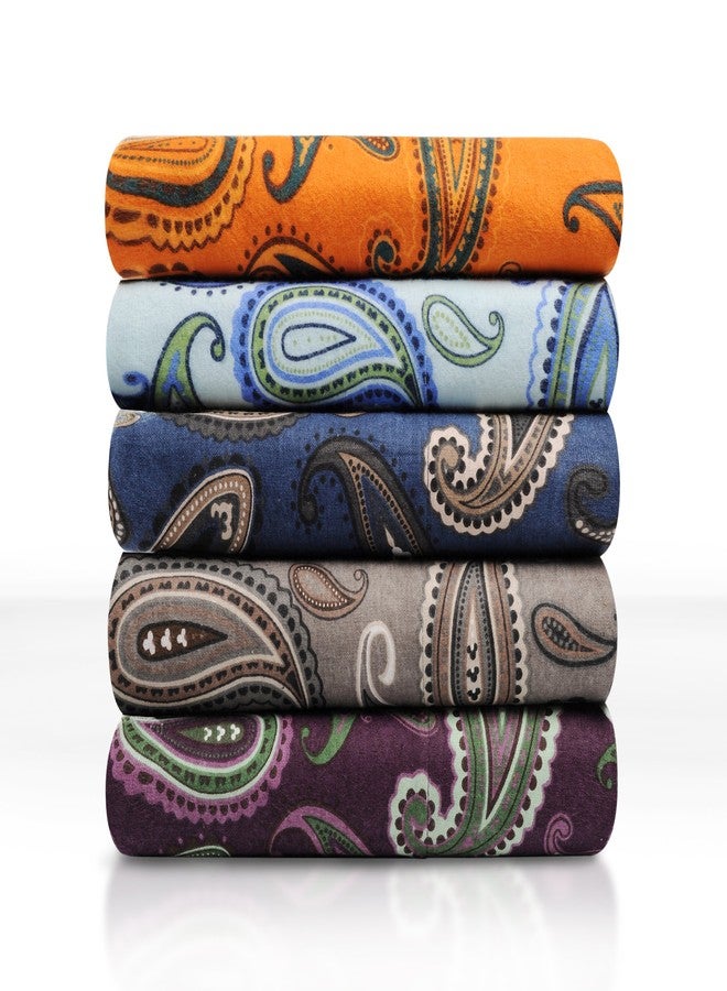 Superior Flannel Brushed Cotton Paisley Bed Sheet Set, Soft, Warm Bedding, Bohemian Floral Sheets, Bedroom Decor, 1 Flat Sheet, 1 Elastic Deep Pocket Fitted Sheet, 2 Pillowcases, King, Navy Blue - Image 5