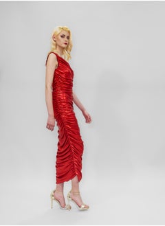 BITOLIA GALLERY Long Shiny Red Stretch Dress  - Image 3