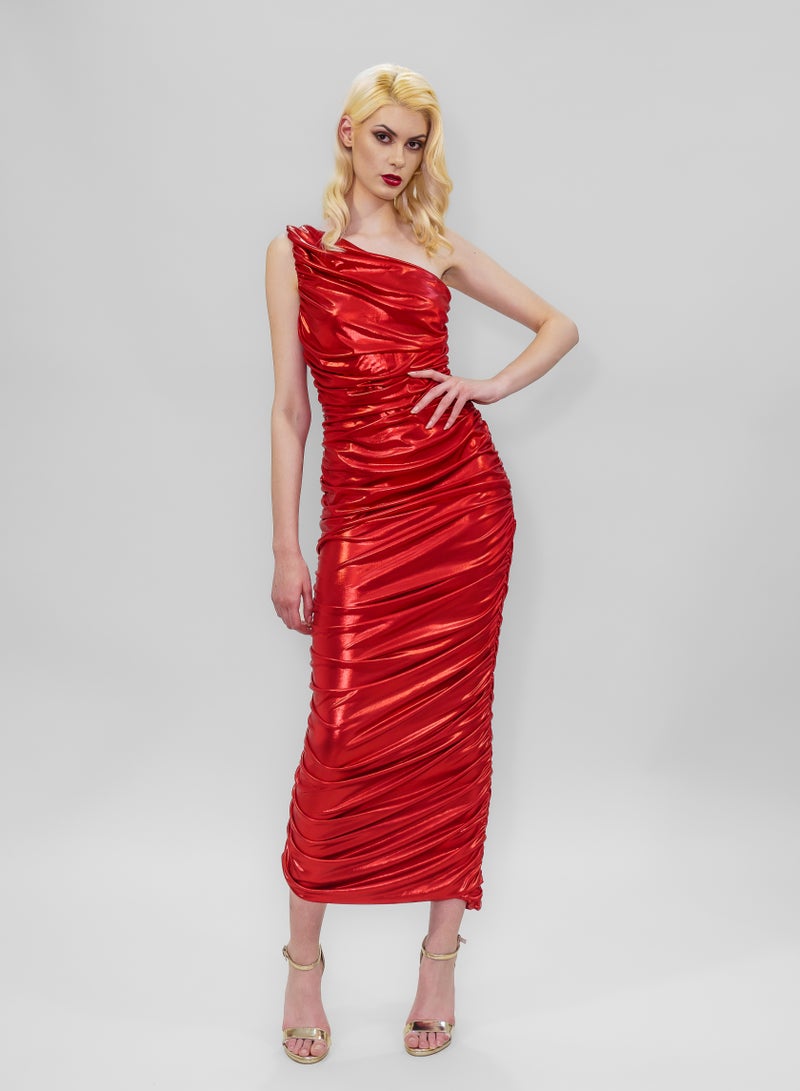 BITOLIA GALLERY Long Shiny Red Stretch Dress  - Image 1