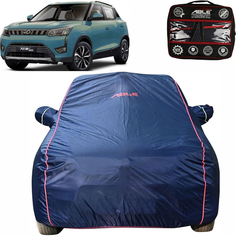 Able Parashuit Blue WR Series Car Body Cover with Mirror Pockets and Driver Door Zipper Compatible for Mahindra XUV300 (2019 Model to Till Now Model) - Image 1