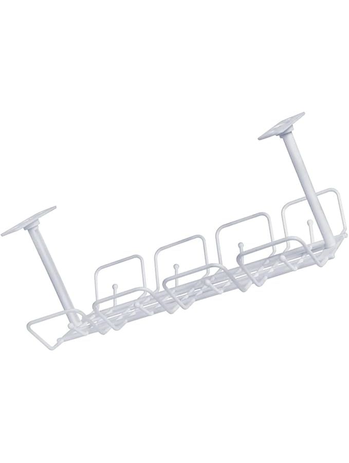 1 Set Under Table Wire Tray Frame White Office Wall Hanging 30X17X13CM - Image 1