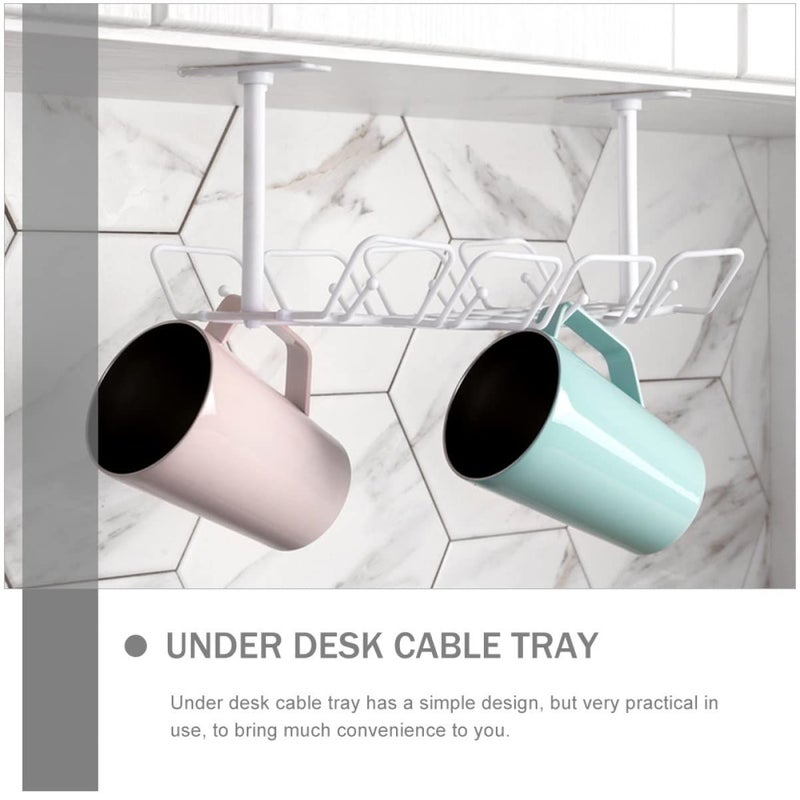 1 Set Under Table Wire Tray Frame White Office Wall Hanging 30X17X13CM - Image 4