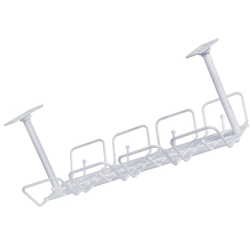 1 Set Under Table Wire Tray Frame White Office Wall Hanging 30X17X13CM - Image 2