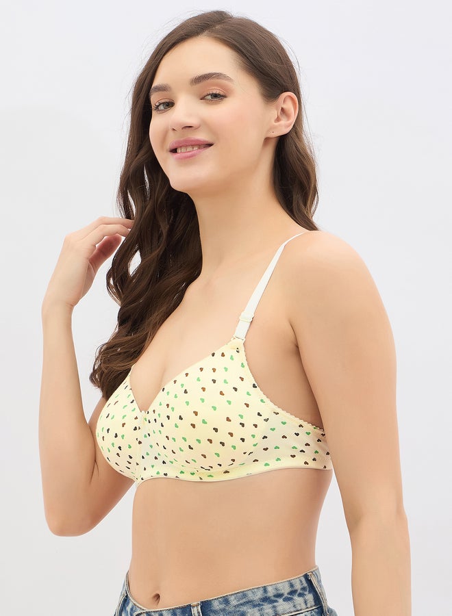 Clovia Set of 2 - Padded Non-Wired Full Coverage Heart Print T-Shirt Bra - Image 4