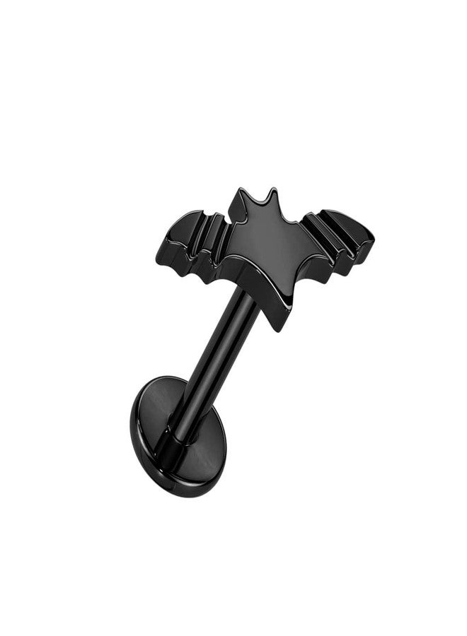 Pierced Owl 16GA F136 Implant Grade Titanium Internally Threaded Bat Top Flat Back Stud (Black) - Image 1