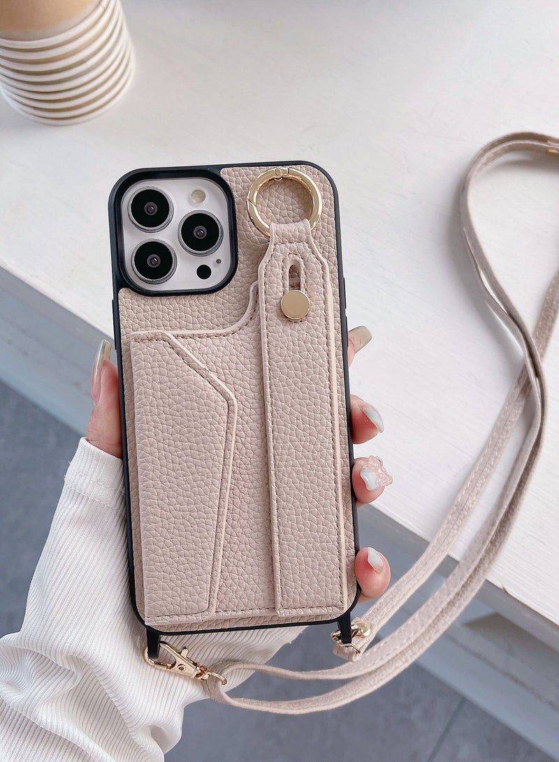 Suteni Back Cover Wristband Card Slots Leather Phone Case for iPhone