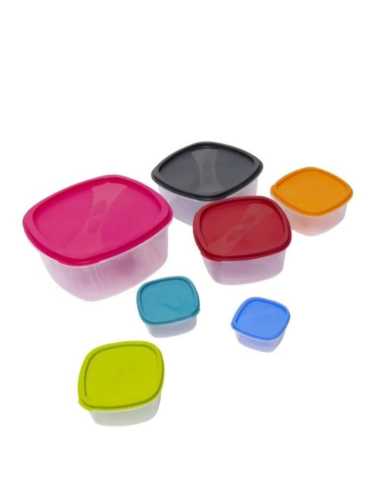 BASURRAH 8-Piece Square Food Storage Containers Set – Multi-Colored - Image 3