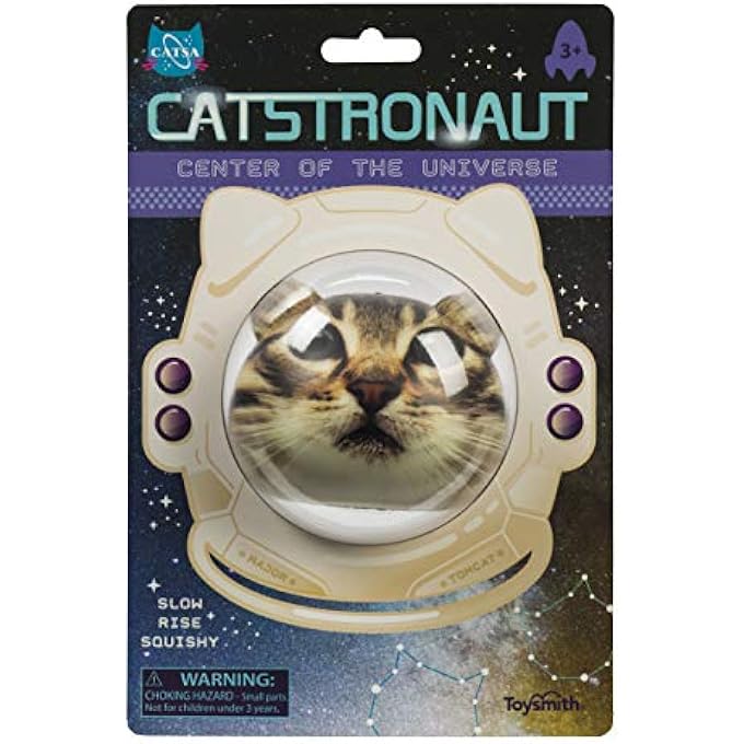 Toysmith Catstronaut Slow-Rise Squishy Ball - Small Outer Space Stress Ball, Cat Astronaut Squishy Toy, Space and Animal Stress Relief Balls - Image 1