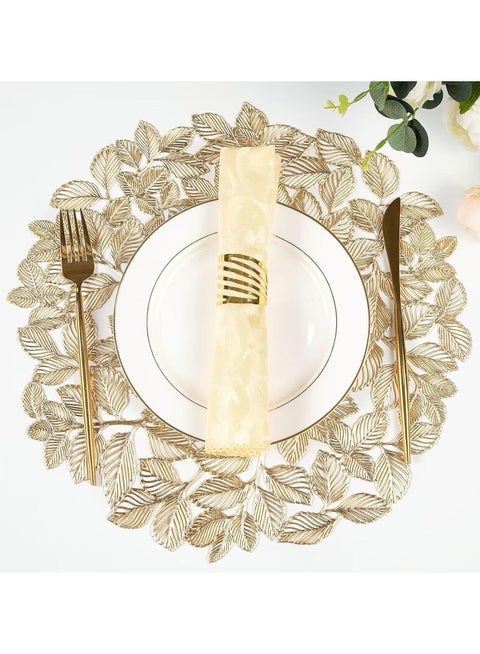 مفارش مائدة مستديرة قطعتين باللون الذهبي