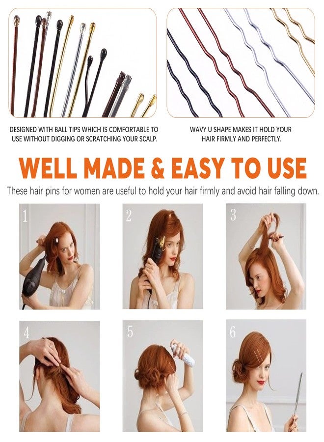 روستارك مجموعة دبابيس شعر روستارك 420 قطعة بنمطين مع علبة تخزين، تتضمن دبابيس شعر سوداء وبرونزية وذهبية وفضية، ودبابيس شعر على شكل كعكة ودبابيس شعر على شكل حرف U، وربطات شعر مطاطية للنساء والفتيات والأطفال لجميع أنواع الشعر. - Image 4