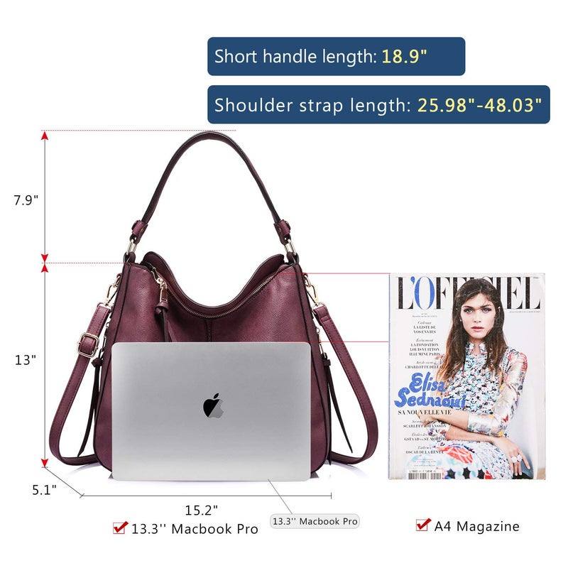 Realer Handbags for Women Large Designer Ladies Hobo bag Bucket Purse Faux Leather - Image 3