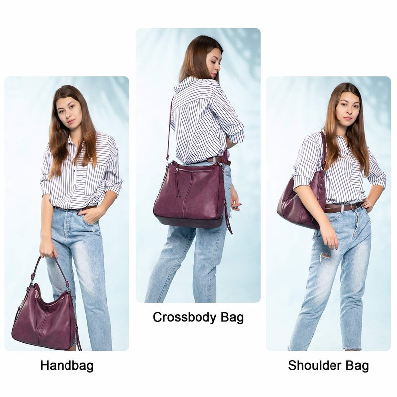 Realer Handbags for Women Large Designer Ladies Hobo bag Bucket Purse Faux Leather - Image 2