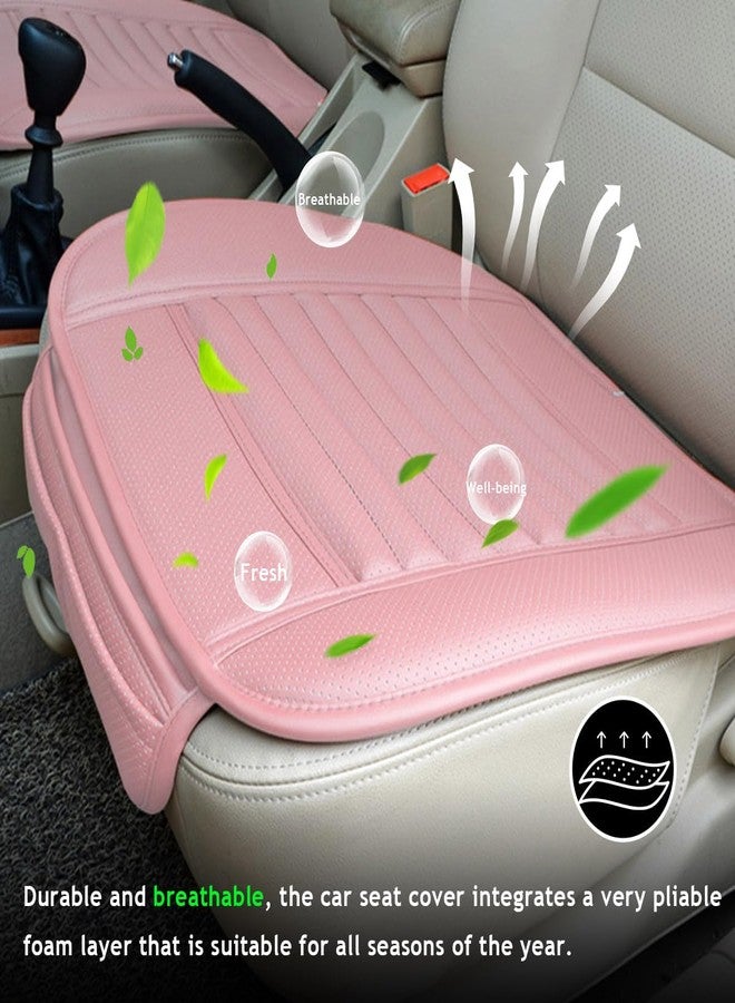DXNQ Car Seat Cover, Leather Car Interior Front Bottom Seat Covers with Storage Pocket, Comfortable Anti-Slip Seat Cushion Covers for Car SUV Truck and Van, Car Accessories (Pink) - Image 4