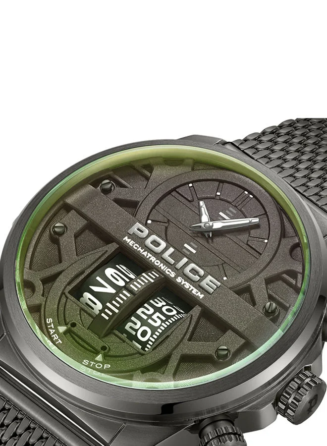 POLICE Rotor 44mm Men's Analog Watch with Gunmetal Mesh Bracelet Bracelet