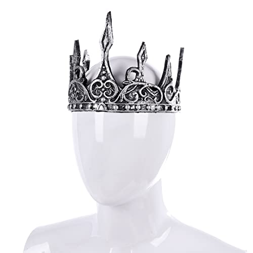 Yilistore Adult Royal King CrownAncient Prince Crown for Halloween Cosplay Silver - Image 1