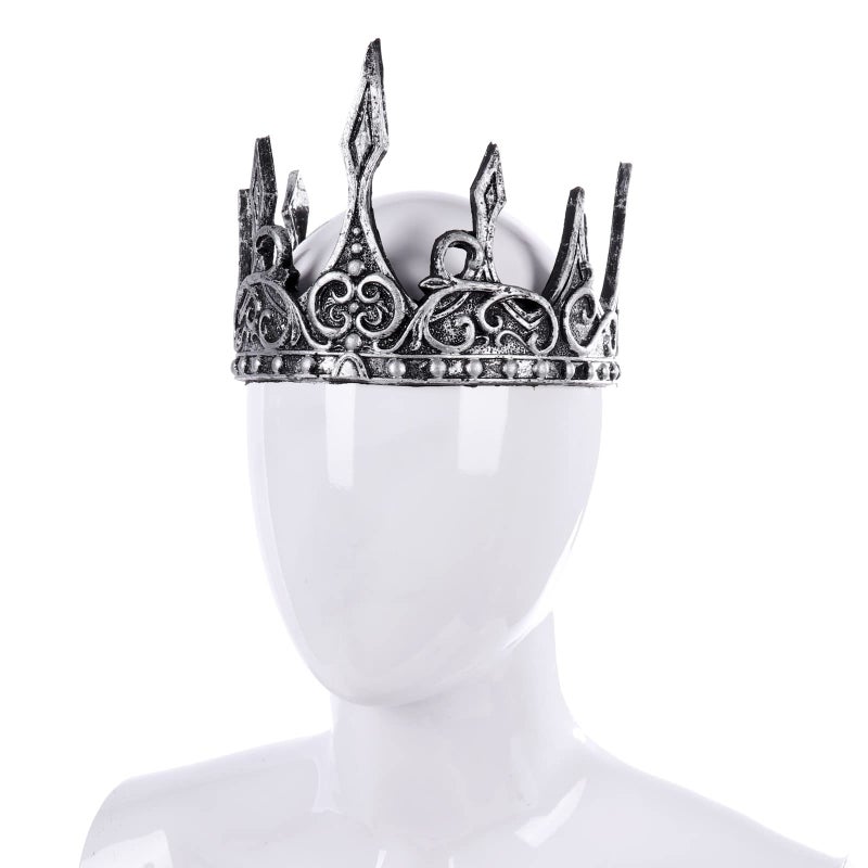 Yilistore Adult Royal King CrownAncient Prince Crown for Halloween Cosplay Silver - Image 3