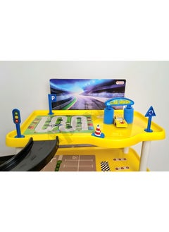 Apexma Toys Three-Storey Car Garage Track Set - 2 Pieces Metal Car 3-Storey Car Station Set - 3-Storey Car Parking Track Game Set  - Image 3