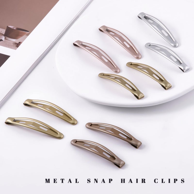 Cptots 16 PCS Snap Hair Clips Metal Barrettes for Women Non Slip Barrettes for Thick and Thin Fine Hair,Silver Gold Brown Rose Gold,2.36 x 0.43 Inches. - Image 3