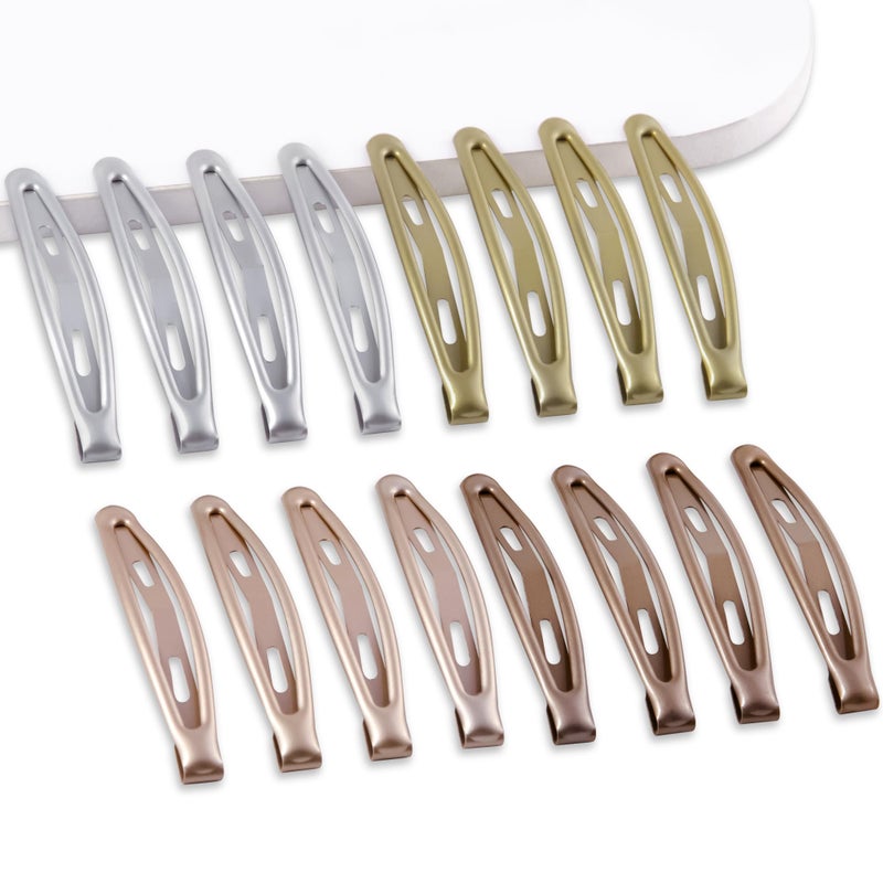 Cptots 16 PCS Snap Hair Clips Metal Barrettes for Women Non Slip Barrettes for Thick and Thin Fine Hair,Silver Gold Brown Rose Gold,2.36 x 0.43 Inches. - Image 1
