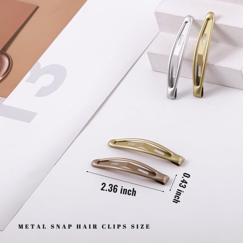Cptots 16 PCS Snap Hair Clips Metal Barrettes for Women Non Slip Barrettes for Thick and Thin Fine Hair,Silver Gold Brown Rose Gold,2.36 x 0.43 Inches. - Image 2