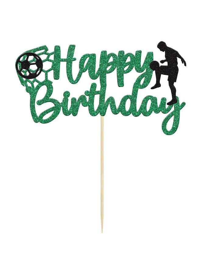 Confetti Confetti! Football Soccer Cake Topper Happy Birthday Sign Football Player Cake Decorations for Sport Theme Man Boy Girl Birthday Party Decoration Supplies  - Image 3
