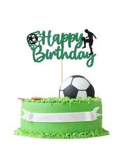 Confetti Confetti! Football Soccer Cake Topper Happy Birthday Sign Football Player Cake Decorations for Sport Theme Man Boy Girl Birthday Party Decoration Supplies  - Image 1