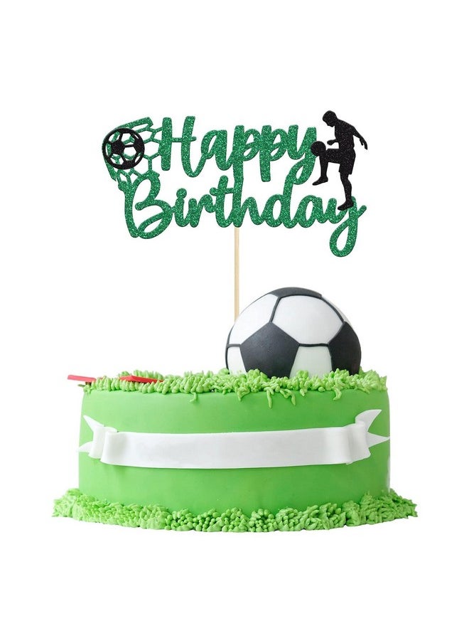 Confetti Confetti! Football Soccer Cake Topper Happy Birthday Sign Football Player Cake Decorations for Sport Theme Man Boy Girl Birthday Party Decoration Supplies  - Image 1