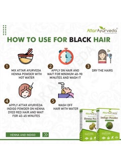 ATTAR AYURVEDA Attar Ayurveda Natural Dye for Black Hair (Henna Leaves powder, Indigo leaves powder combo pack)  - Image 5