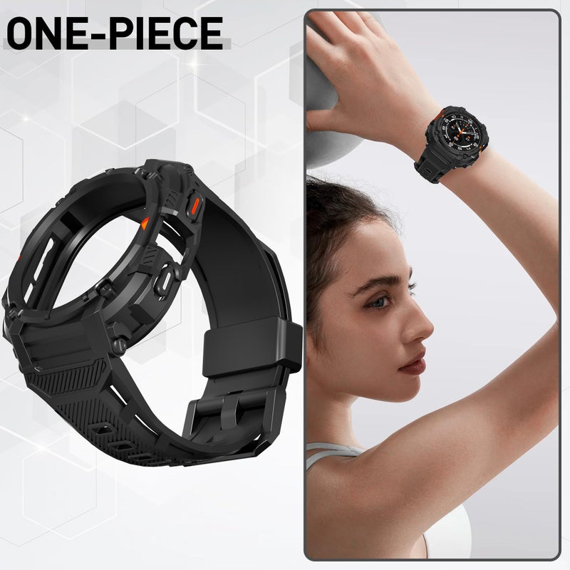 Suoman for Samsung Galaxy Watch 7/8 Ultra 47mm (2024/2025) Case with Band, [No Tempered Glass] Rugged+ All-Round TPE Matte Protective Cover Bumper -Black ï»¿ - Image 4