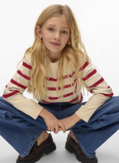 Vero Moda Girl Kids Stripe Crew Neck Sweatshirt  - Image 2