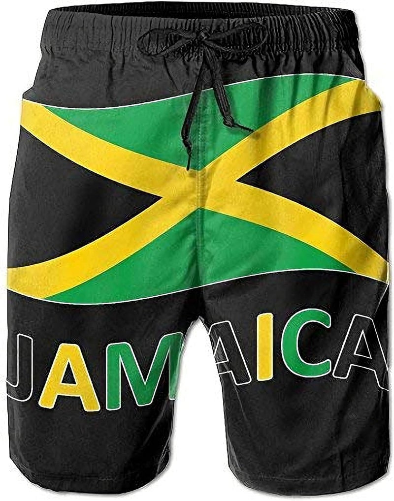 CUTEDWARF Men's Board Shorts Jamaican Flag Swim Trunks Summer Beach Shorts - Image 1