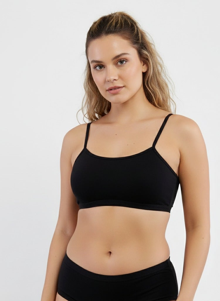 Pourelle Thin Strap Cotton Non Padded Soft Bra - Image 1