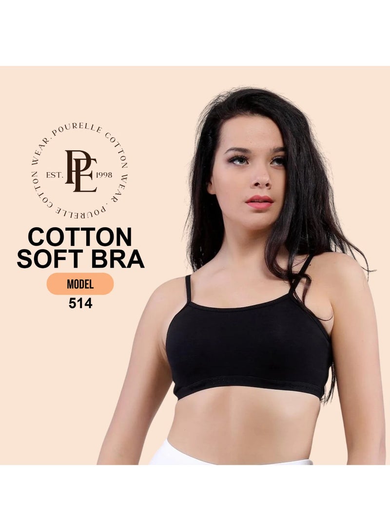 Pourelle Thin Strap Cotton Non Padded Soft Bra - Image 4