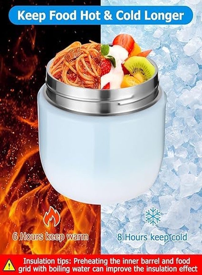 Jumix Portable Insulated Food Jar with Handle – Double Layer Stainless Steel Lunch Container, Leakproof Bento Box for Hot & Cold Meals, Ideal for Adults, Kids, Office (Sky) - Image 4
